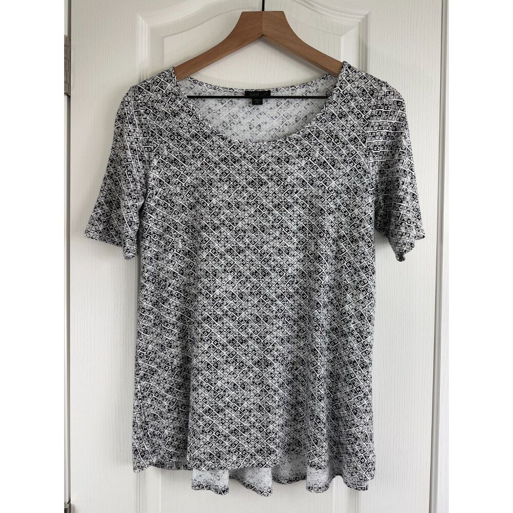 J Jill Wearever Collection Short Sleeve Tee Top Geometric Print Women's XS P
